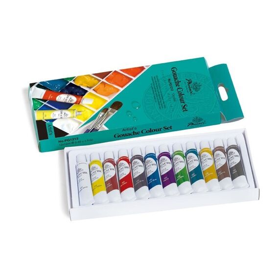 Set culori gouache PHOENIX, 12 buc x 12 ml - Papet