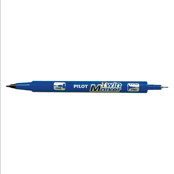 Marker permanent cu 2 capete, 0.4 mm, PILOT Twin BegreeN, ALEGE CULOAREA: Albastru - Papet