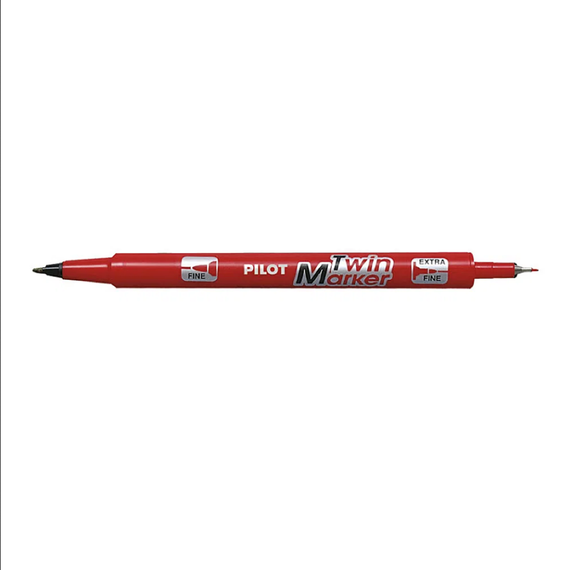 Marker permanent cu 2 capete, 0.4 mm, PILOT Twin BegreeN, ALEGE CULOAREA: Rosu - Papet