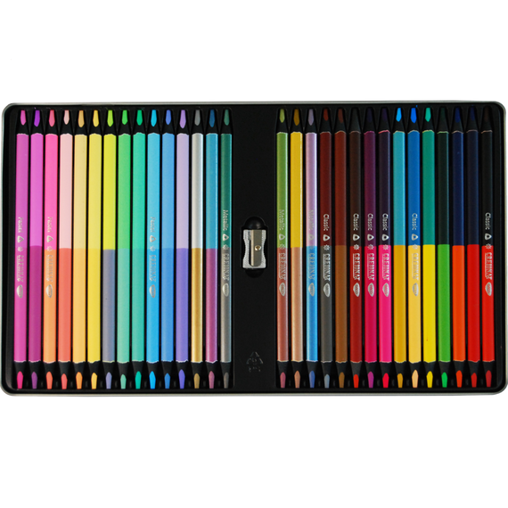 Creioane colorate DACO Bicolore, cutie metalica, 30 culori/set - 2Papet