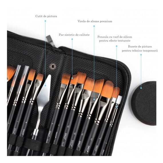Pensule DACO Clarity, PN2915, 16 buc/set - 7Papet
