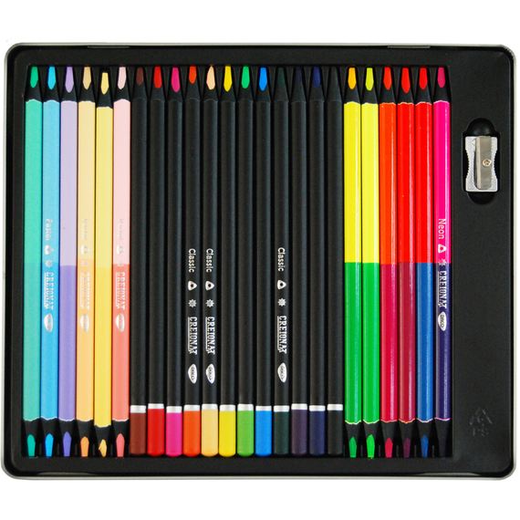 Creioane colorate DACO Neon si Pastel, cutie metalica, 36 culori/set - 2Papet