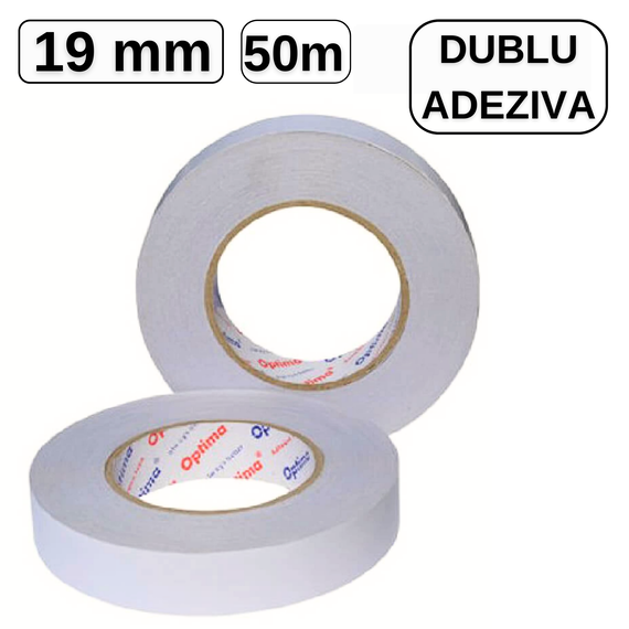 Banda dublu adeziva 19mm x 50m, OPTIMA - Papet