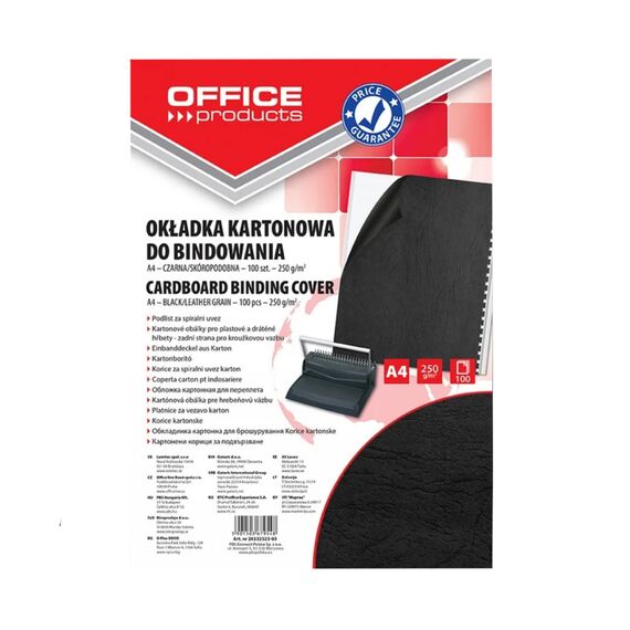 Coperti carton imitatie piele, A4, 250g/mp, A4, negru, OFFICE PRODUCTS, 100 coli/top - 2Papet