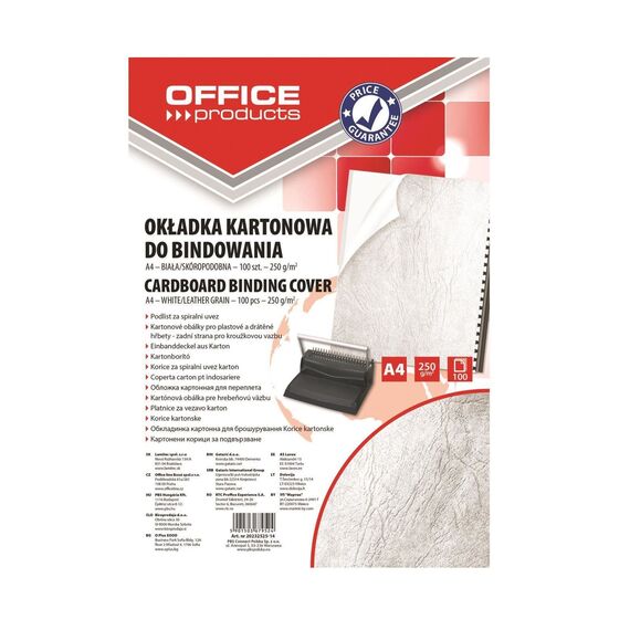 Coperti carton imitatie piele, A4, 250g/mp, alb, OFFICE PRODUCTS, 100 coli/top - 2Papet