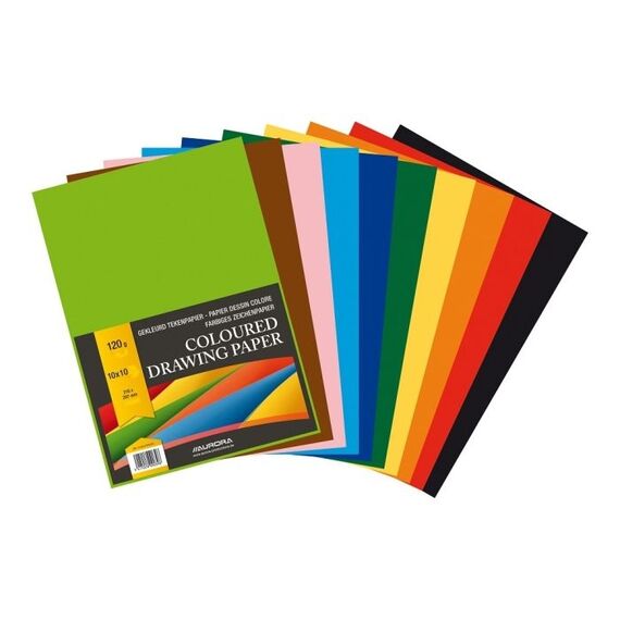 Carton Colorat A4 Culori Intense AURORA Raphael 120g/mp 100 coli 10 culori/top - 2Papet