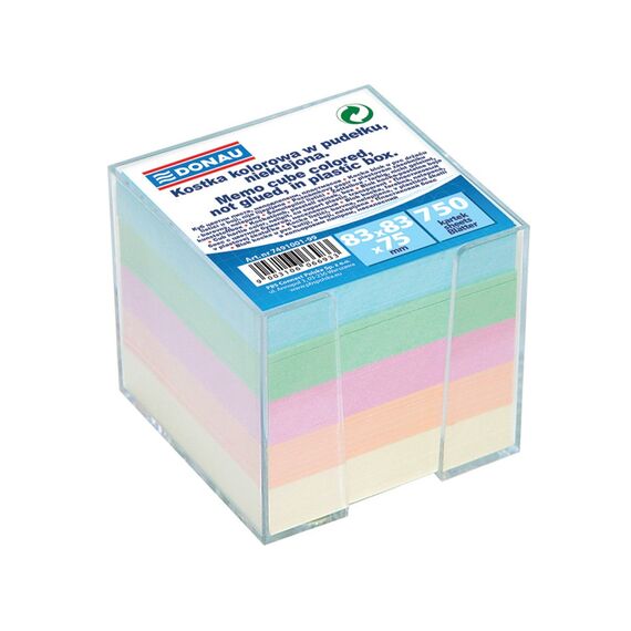 Cub din hartie cu suport, 8.3x8.3cm, 750 file culori pastel, DONAU - Papet