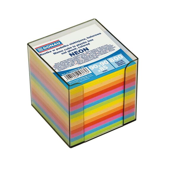Cub din hartie cu suport, 9x9cm, 800 file culori neon, DONAU - Papet