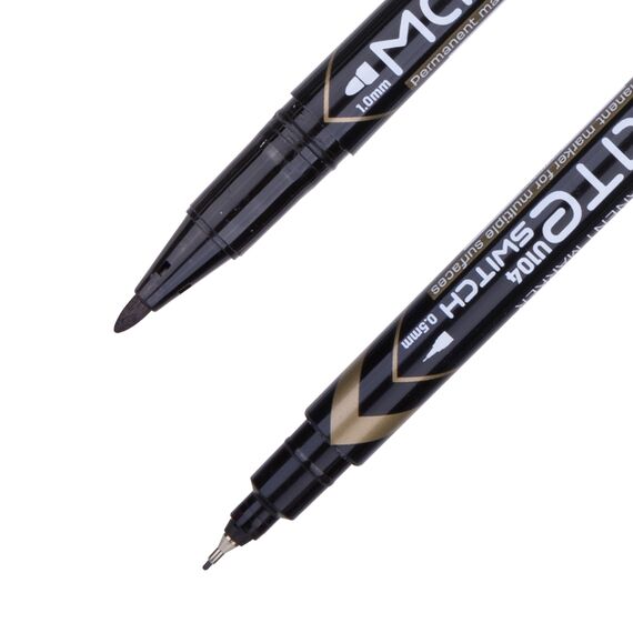Marker permanent cu 2 capete CD/DVD, Negru, DELI Mate - 2Papet