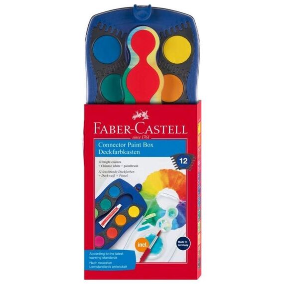 Acuarele 12 culori/set, FABER-CASTELL Connector Albastru - Papet