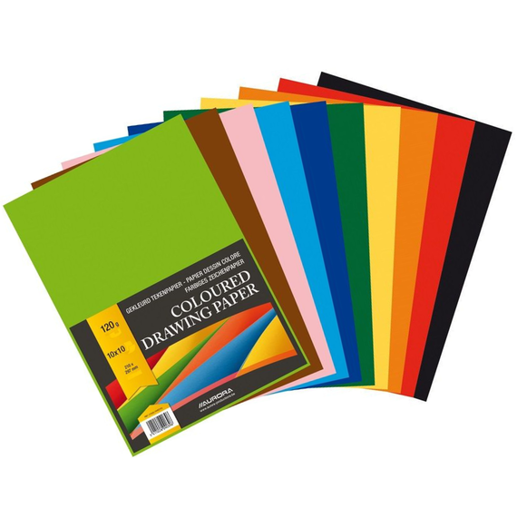 Carton Colorat A4 Culori Intense AURORA Raphael 120g/mp 100 coli 10 culori/top - Papet