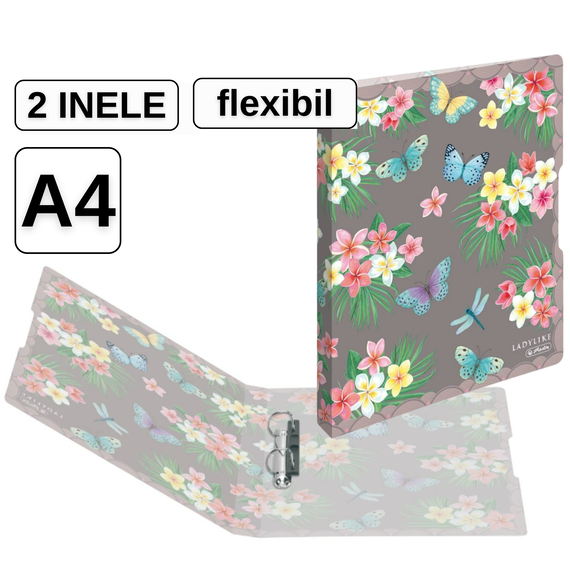 Caiet mecanic A4, 2 inele, HERLITZ Ladylike Butterfly - Papet