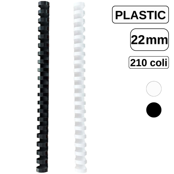 Inele din plastic pentru indosariere, 22 mm, capacitate de legare 210 coli - Papet