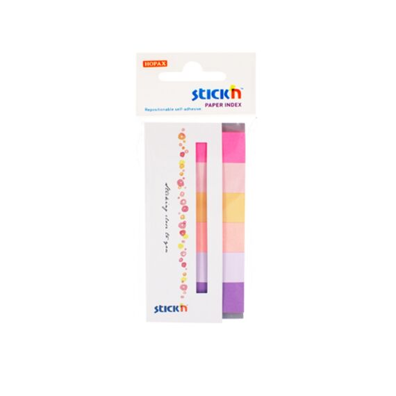 Index hartie color 45 x 15 mm, 6 nuante mov/set, STICK'N - Papet