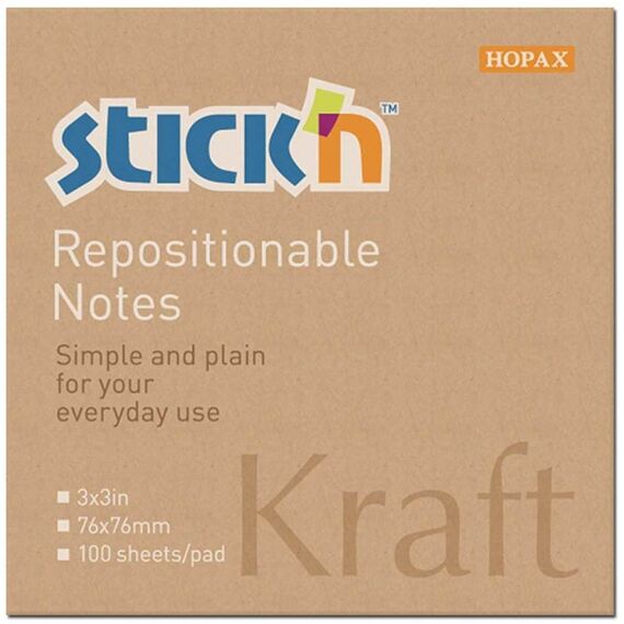 Notes autoadeziv 76 x 76 mm, 100 file, Stick"n - kraft - Papet