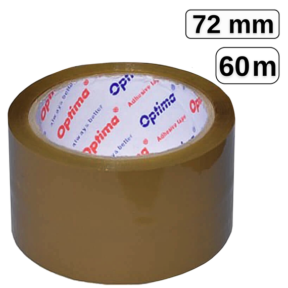 Banda adeziva cauciuc sintetic 72mm x 60m maro, OPTIMA - Papet