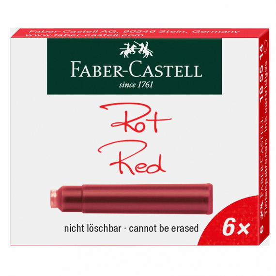 Patroane cerneala FABER-CASTELL, 6 buc/set, ALEGE CULOAREA: Rosu - Papet
