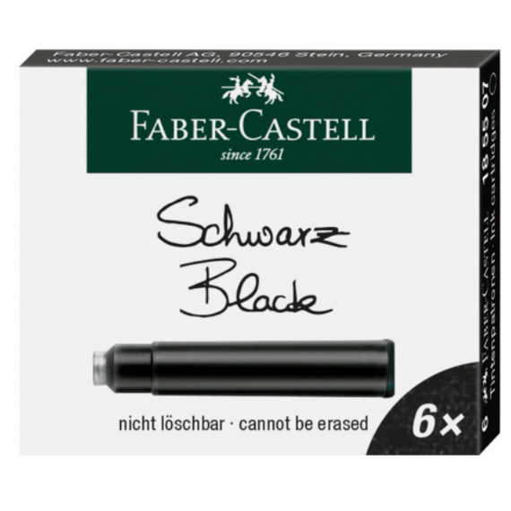 Patroane cerneala FABER-CASTELL, 6 buc/set, ALEGE CULOAREA: Negru - Papet