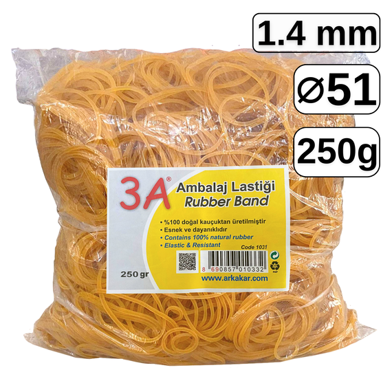 Elastice pentru bani, D 51 mm x 1,4 mm, 250g, 3A ARK - Papet