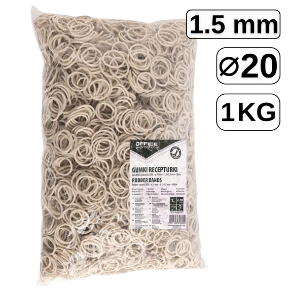 Elastice pentru bani, D 20 mm x 1.5 mm, 1 Kg, OFFICE PRODUCT - Papet