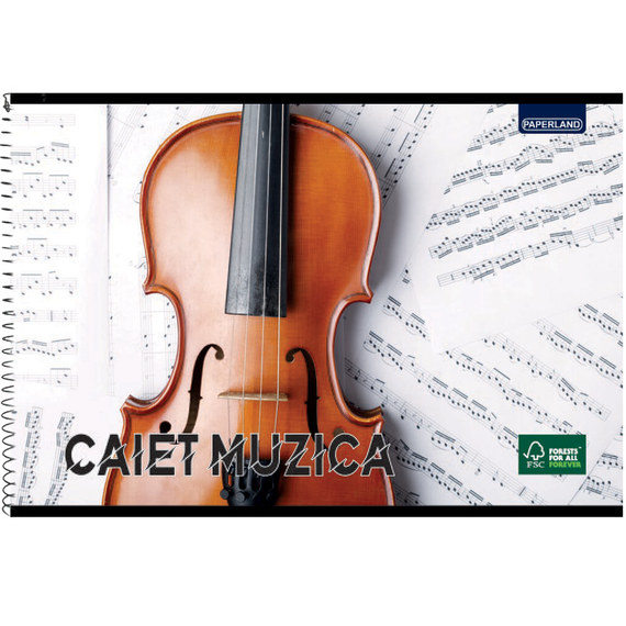 Caiet de muzica, A4 cu spirala, 36 file, PAPERLAND, orizontal - Papet