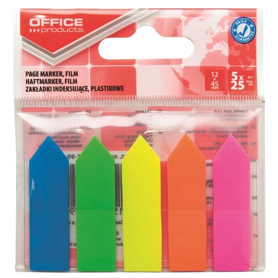 Index autoadeziv plastic SAGEATA, 45 x 12 mm, 5 culori/set, OFFICE PRODUCTS - Papet