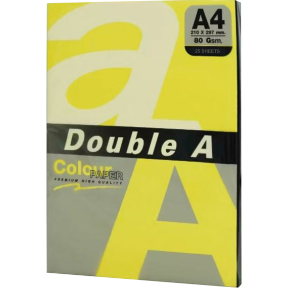 Hartie colorata A4, DOUBLE A Colour Premium Intens, 80 g/mp, 25coli/top, Lemon Intens - Papet