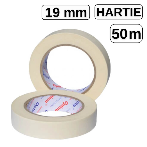 Banda adeziva din hartie 19mm x 50m, OPTIMA - Papet