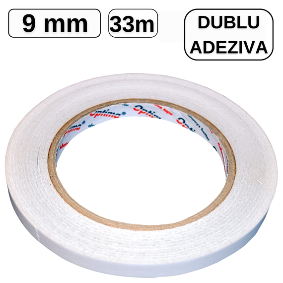 Banda dublu adeziva 9 mm x 33 m, OPTIMA - Papet