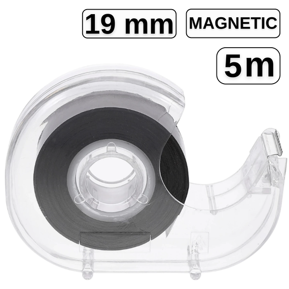 Banda adeziva magnetica cu dispenser, 19 mm x 5 m - Papet