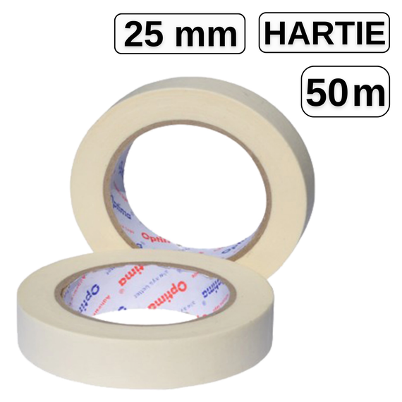 Banda adeziva din hartie 25mm x 50m, OPTIMA - Papet