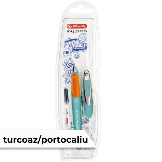 Stilou HERLITZ, My.Pen, ALEGE CULOAREA: Turcoaz/Portocaliu - 2Papet