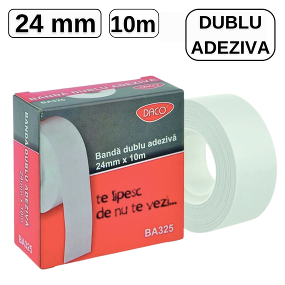Banda dublu adeziva 24 mm x 10 m, DACO - Papet