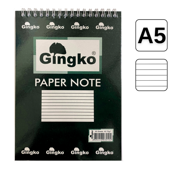 Bloc Notes cu spirala, A5 50 file, GINGKO, ALEGE LINIATURA: Dictando - 2Papet