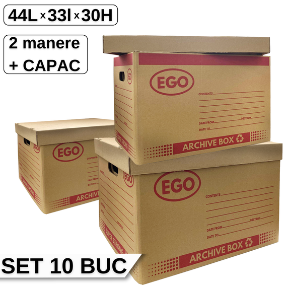 Container arhivare cu capac detasabil, 10 buc/set, EGO - Papet