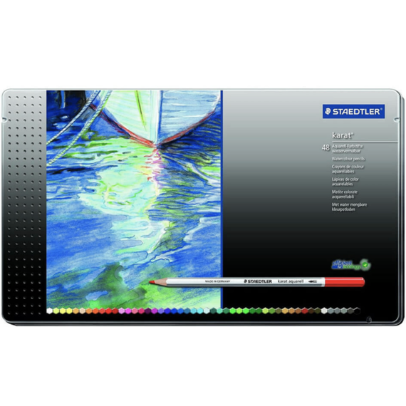 Creioane colorate STAEDTLER Karat Aquarell, cutie metalica, 48 culori/set - 2Papet