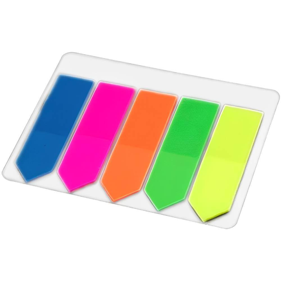 Index autoadeziv plastic SAGEATA, 45 x 12 mm, 5 culori/set - Papet