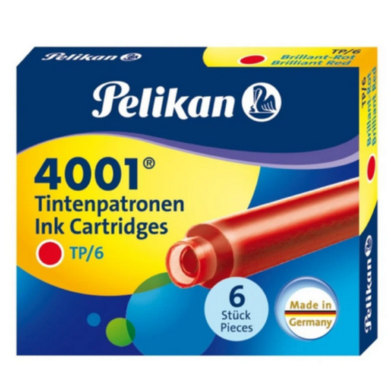 Patroane cerneala PELIKAN 4001, 6 buc/set, ALEGE CULOAREA: Rosu - Papet