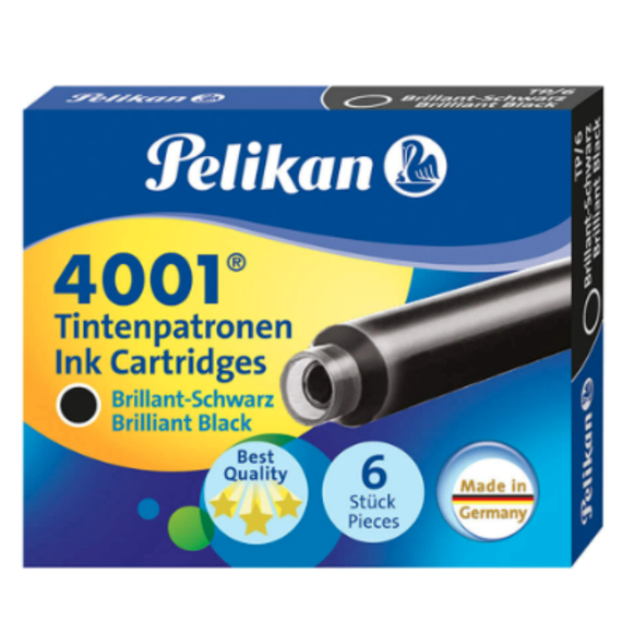 Patroane cerneala PELIKAN 4001, 6 buc/set, ALEGE CULOAREA: Negru - 2Papet