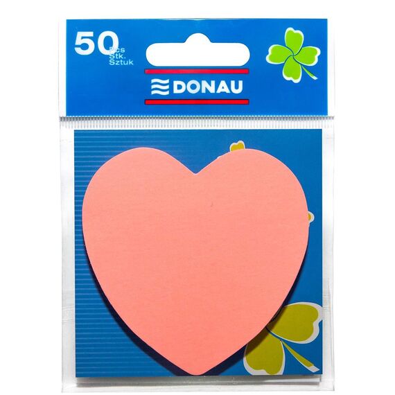 Notes autoadeziv forma INIMA, 50 file, roz neon, DONAU - Papet