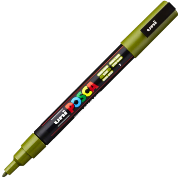 Marker Uni PC-3M Posca 0.9-1.3 mm Verde Kaki - Papet