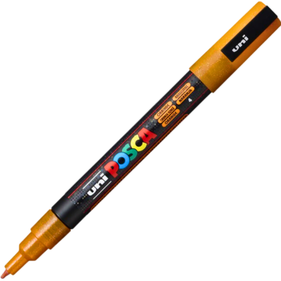 Marker Uni PC-3M Posca 0.9-1.3 mm Portocaliu Glitter - Papet