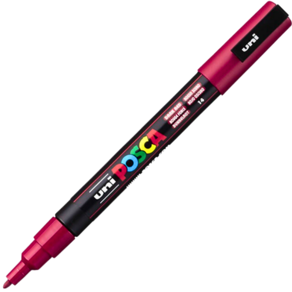 Marker Uni PC-3M Posca 0.9-1.3 mm Rosu Inchis - Papet