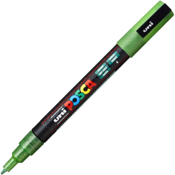 Marker Uni PC-3M Posca 0.9-1.3 mm Verde Glitter - Papet