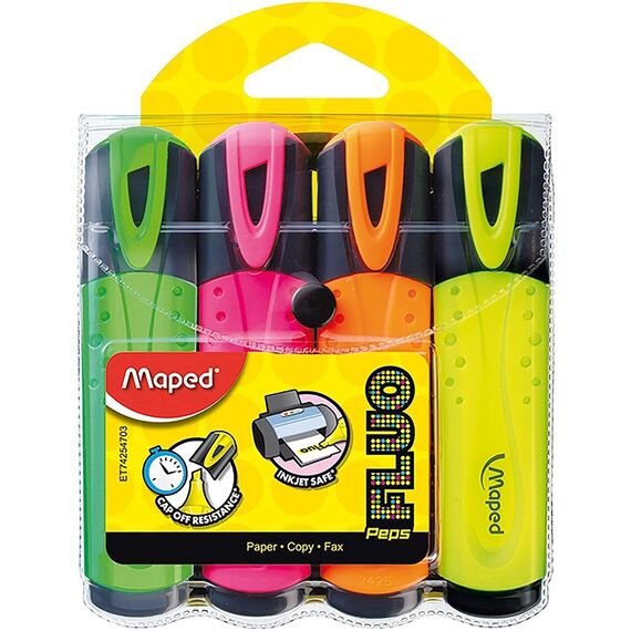 Textmarker MAPED Fluo Peps, 4 buc/set - Papet