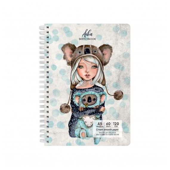 Caiet de schite A5 cu spirala, 120g/mp, 60 file, DRASCA, Model: Aika - 3Papet