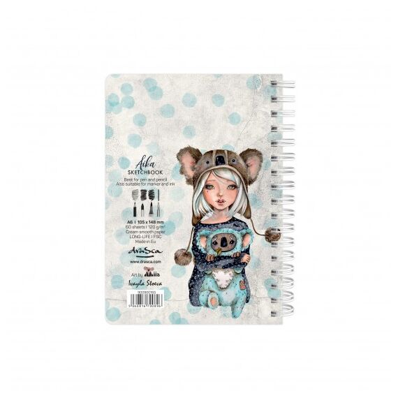 Caiet de schite A6 cu spirala, 80 g/mp, 80 file, DRASCA, Model: Aika - 3Papet