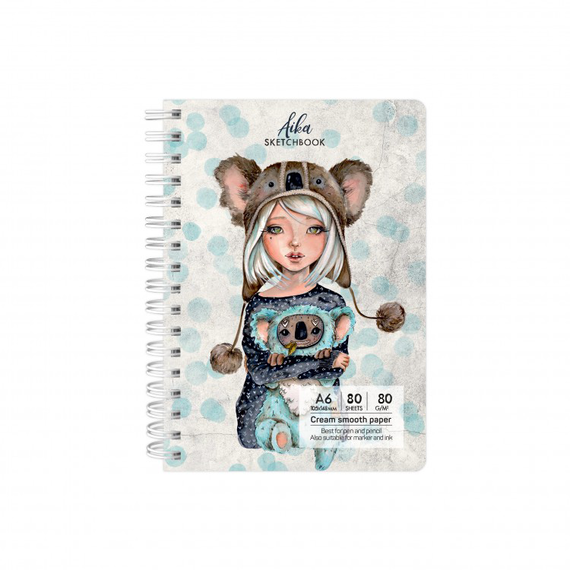 Caiet de schite A6 cu spirala, 80 g/mp, 80 file, DRASCA, Model: Aika - 2Papet