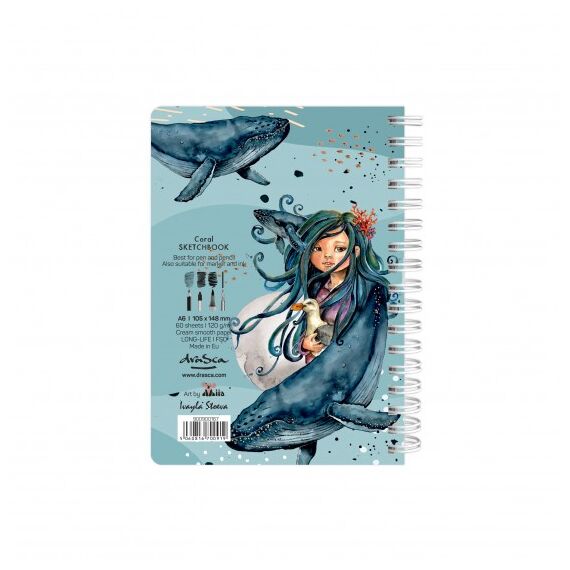 Caiet de schite A6 cu spirala, 80 g/mp, 80 file, DRASCA, Model: Coral - 2Papet