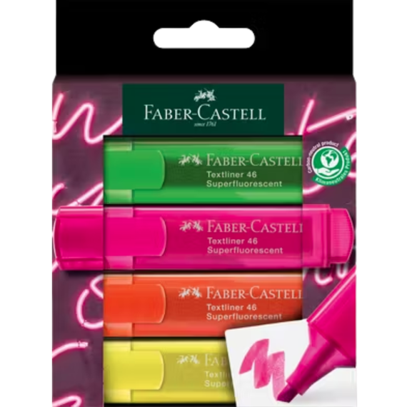 Textmarker superfluorescent FABER-CASTELL Gen Z,  4 buc/set - Papet